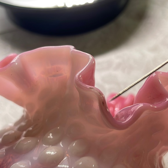 Fenton Cranberry hobnail opalescent 4.5 inch vase. - Picture 7 of 11